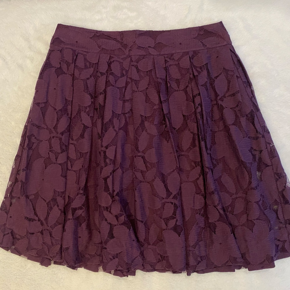 LOFT Plum Lace Skater Skirt